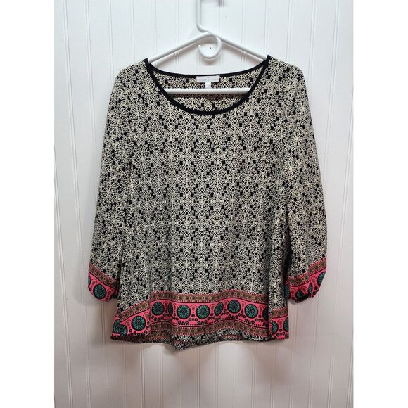 Moa Moa Bohemian Style Womens Blouse With Intricate Vibrant Print - Picture 1 of 8